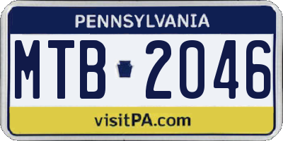 PA license plate MTB2046