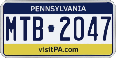 PA license plate MTB2047