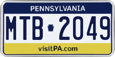 PA license plate MTB2049