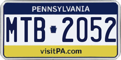 PA license plate MTB2052