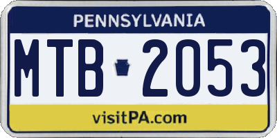 PA license plate MTB2053