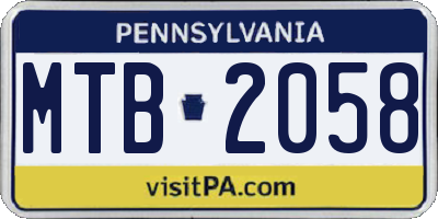 PA license plate MTB2058