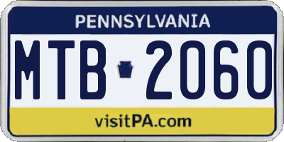 PA license plate MTB2060