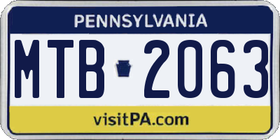 PA license plate MTB2063