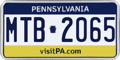 PA license plate MTB2065