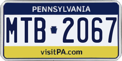PA license plate MTB2067