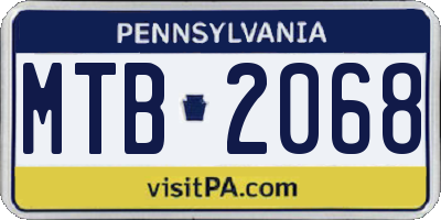 PA license plate MTB2068