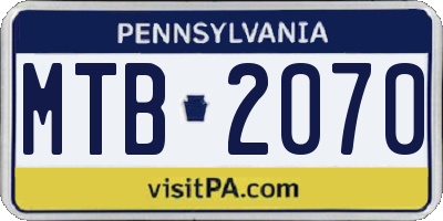 PA license plate MTB2070
