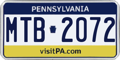 PA license plate MTB2072