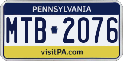 PA license plate MTB2076