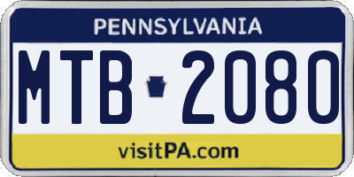 PA license plate MTB2080
