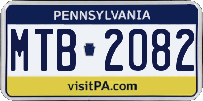 PA license plate MTB2082