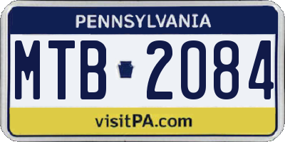 PA license plate MTB2084