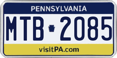 PA license plate MTB2085