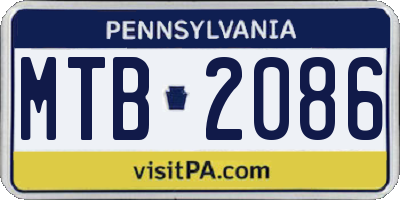 PA license plate MTB2086