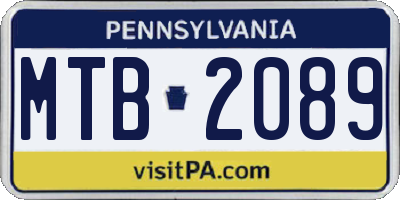 PA license plate MTB2089