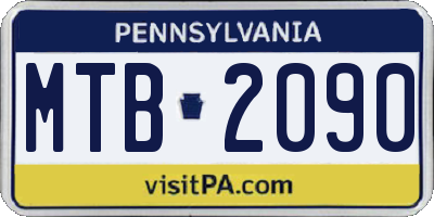 PA license plate MTB2090