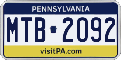 PA license plate MTB2092