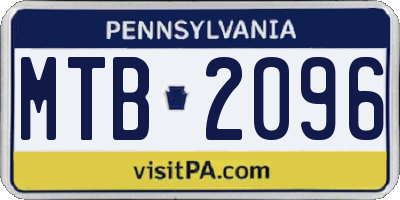 PA license plate MTB2096