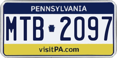 PA license plate MTB2097