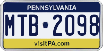PA license plate MTB2098