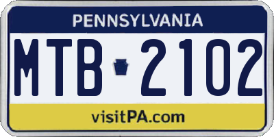 PA license plate MTB2102