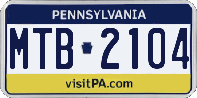 PA license plate MTB2104