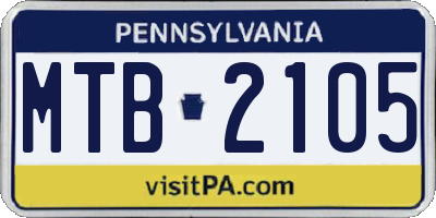 PA license plate MTB2105