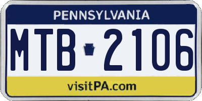 PA license plate MTB2106