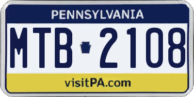 PA license plate MTB2108