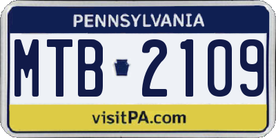 PA license plate MTB2109