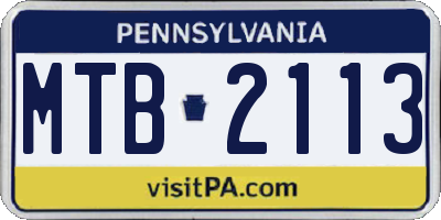 PA license plate MTB2113
