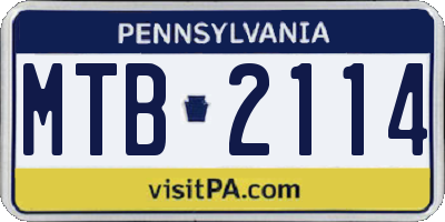 PA license plate MTB2114