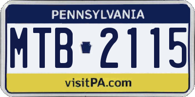 PA license plate MTB2115