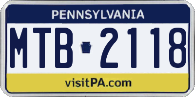 PA license plate MTB2118