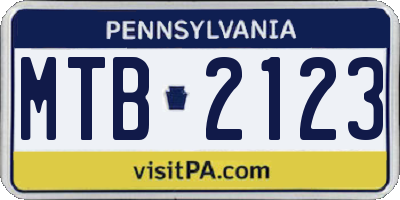 PA license plate MTB2123