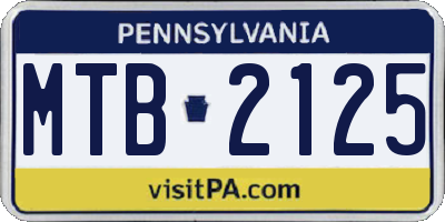 PA license plate MTB2125