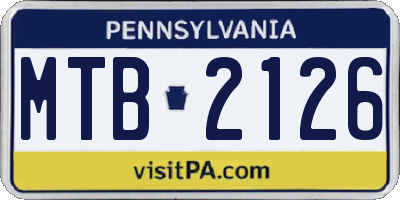 PA license plate MTB2126