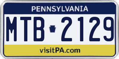 PA license plate MTB2129