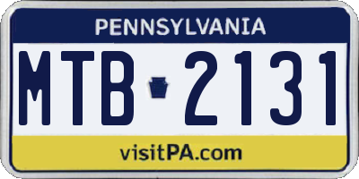 PA license plate MTB2131