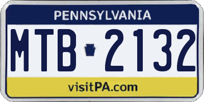 PA license plate MTB2132