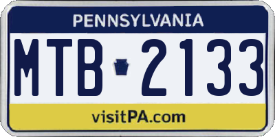 PA license plate MTB2133