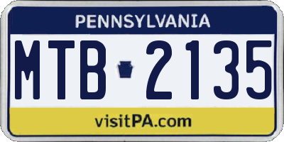 PA license plate MTB2135