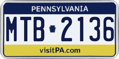 PA license plate MTB2136