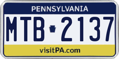 PA license plate MTB2137