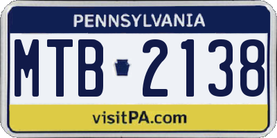 PA license plate MTB2138