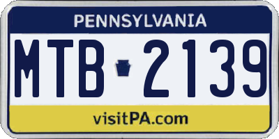 PA license plate MTB2139