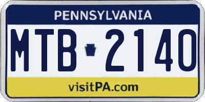 PA license plate MTB2140