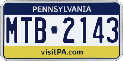 PA license plate MTB2143