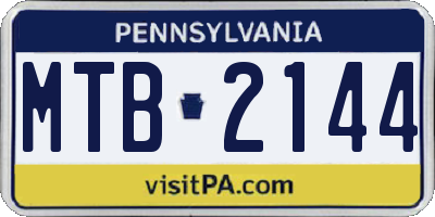 PA license plate MTB2144